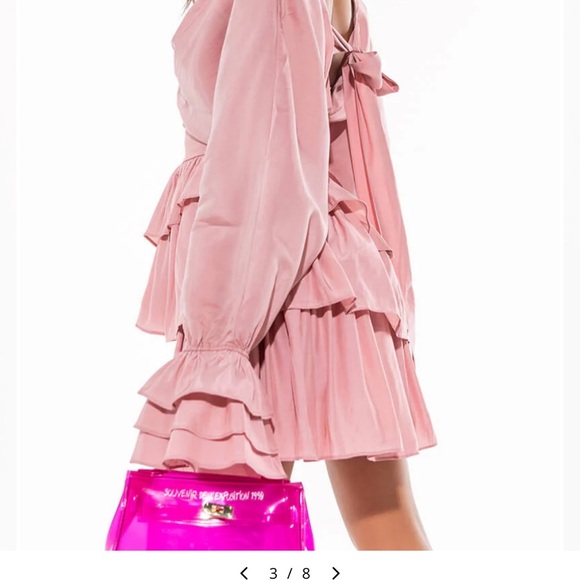 CORSET MINI DRESS WITH ATTACHED CORSET MAUVE Size Small - Picture 6 of 7